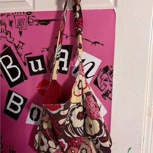 Source Unknown Floral Shoulder Bag in Red, Brown and Cream